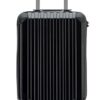 Moderner TSA-Schloss Koffer in Schwarz mit ausziehbarem Griff und stabilen Rollen, ideal für Reisen als Handgepäck.
