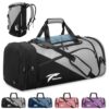 Tolaccea Sporttasche und Rucksack in Grau und Schwarz, ideal für Sport und Reisen, mit praktischem Design und mehreren Fächern.