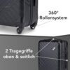 Xonic Design Reisekoffer in Rot aus leichtem ABS-Hartschalenmaterial mit 360° Rollen und Sicherheits-Zahlenschloss.