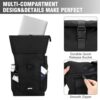 YOKGO Rolltop Rucksack für Damen und Herren in schwarz, wasserfest mit separatem Laptopfach für Geräte bis 15,6 Zoll, ideal für Uni, Arbeit und Reisen.