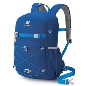 Komfortabler Wanderrucksack für Kinder, 15 Liter Fassungsvermögen, drei Reißverschlussfächer, Wasser- und Abriebfestigkeit.