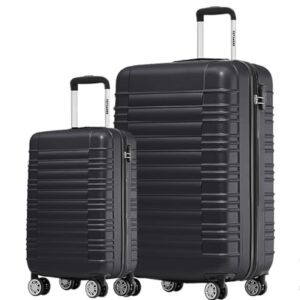 Zwei große Reisekoffer mit Rollen und Trolley in Schwarz, ideal für lange Reisen und stauraumoptimiertes Set