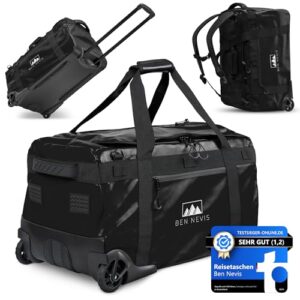 BEN NEVIS ORIGINAL 80L Reisetasche mit Rollen in verschiedenen Tragevarianten. Robuste, wasserabweisende Oberfläche und durchdachtes Design für komfortablen Transport bei Reisen undOutdoor-Aktivitäten.