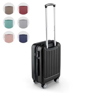 Schwarzer Easy Move ABS Hartschalenkoffer mit strukturierter Oberfläche und Teleskopgriff, ausgestattet mit 360° Rollen und Zahlen Schloss, ideal für sicheres und ergonomisches Reisen.