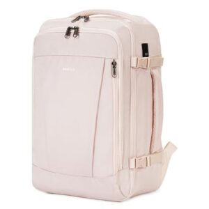 ECOHUB Rucksack in Beige, wasserdichter Handgepäck-Rucksack mit 13 Taschen und einem Volumen von 20 Litern, ideal für Reisen und Flugreisen.