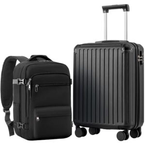 Set aus Handgepäck Koffer und Kabinen Rucksack in Schwarz, ideal für Reisen mit EasyJet.
