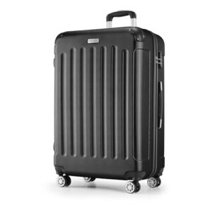 Schwarzer Reisekoffer Kofferset mit Hartschale und 4 Rollen für müheloses Manövrieren, geeignet für Reisen aller Art.