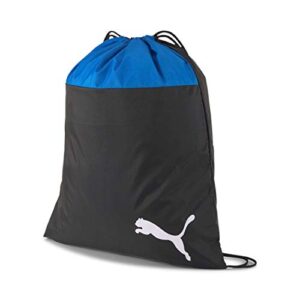 PUMA 76853 Uni Turnbeutel in Electric Blue Lemonade und Puma Black, ideal für Sport und Freizeit mit Kordelzugverschluss und doppelten Schultergurten.