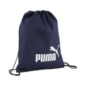 PUMA PHASE Gym Sack Turnbeutel in Navy mit Kordelverschluss und Logo, ideal für Sport- und Freizeitaktivitäten.