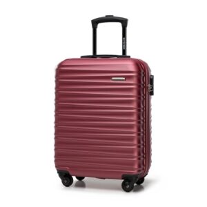 Kastanienbrauner Handgepäck Reisekoffer aus ABS mit 4 drehbaren Rollen und Teleskopgriff, ideal für Wochenendreisen und Geschäftsreisen.