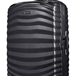 Samsonite Lite-Shock Spinner L Koffer in Schwarz, 75 cm, 98,5 Liter, mit Teleskopgriff und 360-Grad-drehbaren Rollen, modern und robust für Reisen.