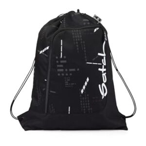 Sportlicher satch Sportbeutel für Kinder in Schwarz mit Reißverschlussfach, ideal für Schule und Sport, 12 Liter Volumen.