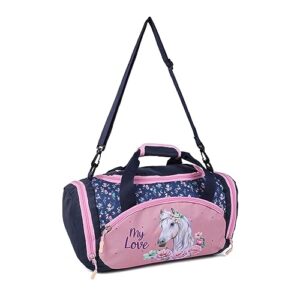 Umhängetasche für Mädchen mit Pferd Pony Motiv in Blau und Rosa, ideal für Sport und Freizeit.