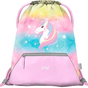 Baagl Turnbeutel für Mädchen, wasserdichte Schuhebeutel für Kinder, Schule und Kindergarten Sportbeutel, Sportsack (Rainbow Unicorn)