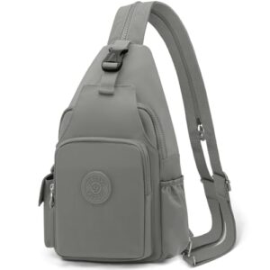 Leichter Brusttaschen-Rucksack in Grau für Damen und Herren, ideal für Outdoor-Aktivitäten wie Wandern, Radfahren und Reisen
