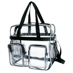 Transparente Tasche, stadionkonforme Schultertasche für Sportveranstaltungen und Konzerte, Wasserdicht, Reißverschluss und Tragegriffen.