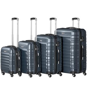 Anthrazit Koffer Set 4 Stück, ABS Hartschalenkoffer mit Zahlenschloss und Rollen für Reisen