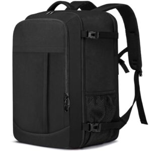 Handgepäck Rucksack 55x40x20 cm, 44 L, Reisetasche für 18 Zoll Laptop, Schwarz