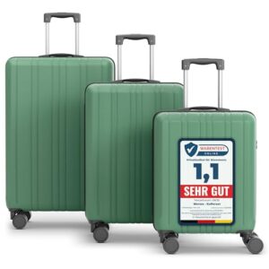 Wertes Koffer Set 3 teilig - TSA Schloss Kofferset platzsparend mit Doppelrollen, Reisekoffer, Koffer & Trolleys, Reisekoffer mit Rollen