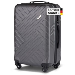 Xonic Design Reisekoffer in dunkelgrauer Farbe mit 360° Leichtlauf-Rollen als Handgepäck-Koffer, Trolley oder Reisekoffer