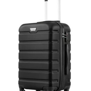 COOLIFE Handgepäck Koffer für EasyJet, 56cm M, PC+ABS, Hartschale, Leicht Robuster, Reisekoffer mit 360° Spinner Rädern und YKK Reißverschluss, Schwarz