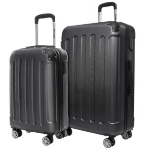 Reisekoffer Set 2 Teilig, Hartschalenkoffer Set 2 Teilig, Trolley Set Schwarz, robuste Räder und 360-Grad-Drehbärme für sicheres Transportieren von Reisegepäck