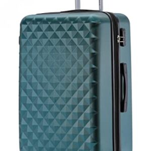 Harter Hartschalen-Koffer mit 15 Farben, ABS-Kunststoff, Zahlenschloss und Doppelreißverschluss - Dunkelgrün, XL Größe