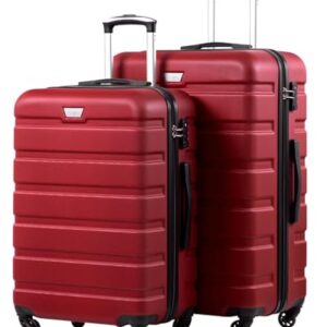 COOLIFE 2-teiliges Kofferset für Paarreise, PC+ABS, Hartschale, leicht robuster Reisekoffer mit 360° Spinner Rädern, YKK Reißverschluss und TSA Zahlenschloss