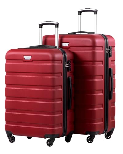 COOLIFE 2-teiliges Kofferset für Paarreise, PC+ABS, Hartschale, leicht robuster Reisekoffer mit 360° Spinner Rädern, YKK Reißverschluss und TSA Zahlenschloss