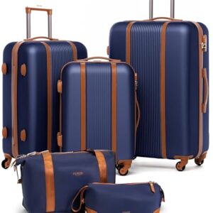 FERGÉ Kofferset Hartschalenkoffer Set Reisetasche und Kulturbeutel - 3er Set für die Reise, mit vier Rollen, leicht zu transportieren, beige