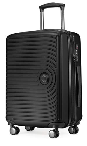 Reisekoffer, Hartschalenkoffer, Rollkoffer, Handgepäckkoffer, Bordgepäck Koffer in Schwarz mit TSA-Schloss und 4 Rollen