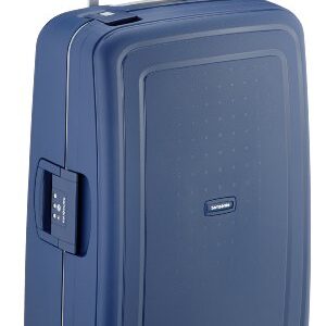 Hochwertiger Hartschalenkoffer von Samsonite mit TSA-Schloss, 4 Rollen und Volumen von 79 L in dunkelblauer Farbe