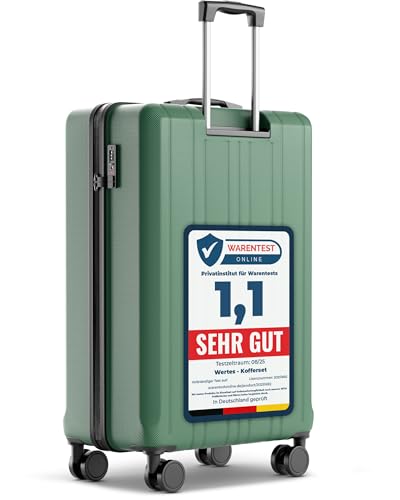 Großer Wertes Koffer mit 100 Liter Fassungsvermögen, TSA-Schloss und doppelten Rollen, ideal für Reisen und als Trolley.