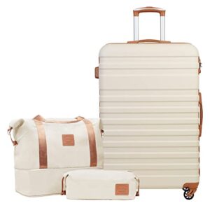 COOLIFE 3-teilige Gepäckset mit Reisetasche, Kulturbeutel und TSA-Kombinationsschloss für sichereres Reisen