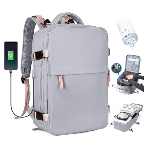 SZLX Vakuum Rucksack Handgepäck Damen, Airbag Rucksack Vakuum mit Vakuumsystem für Reisen, Ryanair Vacuum Reiserucksack mit Pumpe Wasserdicht