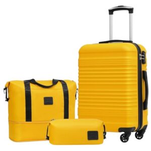 Drei-teiliges Koffer-Set mit großem Reisekoffer, Handgepäck-Koffer und Toilettentasche aus ABS-Hartschale für Europa-Reisen, Kreuzfahrt und Auslandsstudium