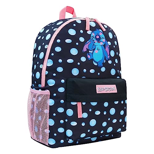 Disney Stitch Rucksack für Mädchen, schwarzer Schul- und Reise-Rucksack mit Verstellbarer Tragekomfort