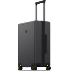 LEVEL8 Koffer Trolley Handgepäck mit TSA, 8 Spinner Rollen, 100% PC Rollkoffer Reisekoffer Hartschalen, Micro-Diamond Textured Design Reise Business (54.5cm, 40L, Dunkel Grau)