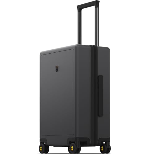LEVEL8 Koffer Trolley Handgepäck mit TSA, 8 Spinner Rollen, 100% PC Rollkoffer Reisekoffer Hartschalen, Micro-Diamond Textured Design Reise Business (54.5cm, 40L, Dunkel Grau)