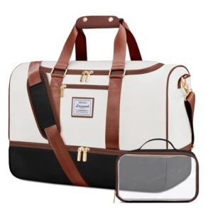 Große Reisetasche mit Kulturtasche, Schuhfach & Nassfach, Wasserdicht Sporttasche Gym Yoga Bag für Reise Flugzeug