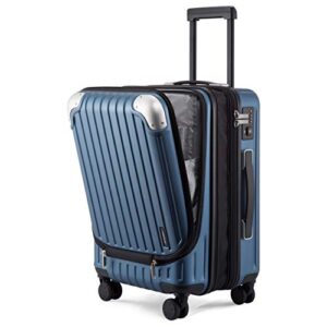 LEVEL8 Reisekoffer Trolleys Leicht ABS+ PC Handgepäck Hartschalen-Koffer Trolley Rollkoffer Reisekoffer Erweiterbar, TSA, 4 Rollen, 55 cm, 36-42 Liter, Blau