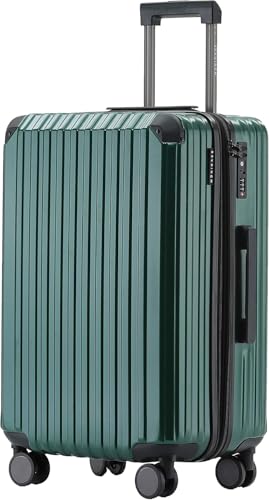 Trotzkopf Reisekoffer mit TSA-Schloss, dunkelgrüner Koffer, mittlerer Koffer für Reisen und Urlaub