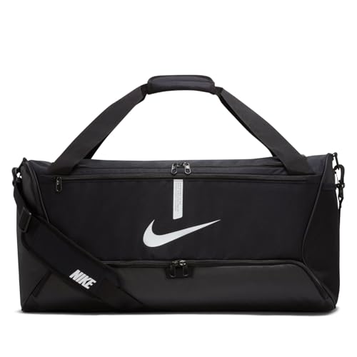 Praktische Reiseecke für Training oder Freizeit von Nike Unisex Academy Team Duffel Bag in schwarz/weiß/blaue Farben, Einheitsgröße