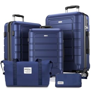 Kofferset 5-teilig, Hartschale, Leicht ABS+PC, Erweiterbar, Reisekoffer, Haltbar, Handgepäck Sets, TSA-Schloss, Blau