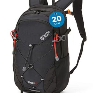 Terra Peak Premium Wanderrucksack 20L (FLEX 20) Damen Herren & Erwachsene klein schwarz - Wasserabweisender Trekking Rucksack mit Trinksystem und Rückenbelüftung