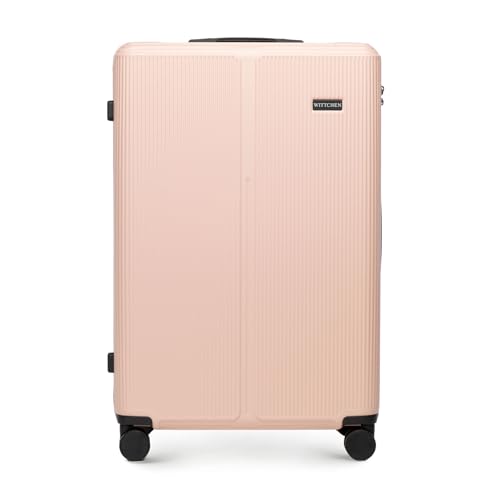 Großer Koffer von WITTCHEN Stripes Line für Reisen, harte Hartschale, ABS-Trolley mit 4 Rollen und 360°-Manövrieren, XL-Großgröße, Puderrosa-Farbe