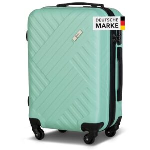 Hochwertiger Trolley mit Zahlenschloss und 360° Leichtlauf-Rollen, ABS Hartschalen Koffer in Mintgrün