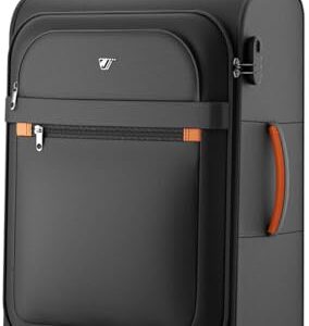 Weichschalenkoffer von ABISTAB, mittelgroßer Handgepäck Koffer mit 4 Rollen und Zahlenschloss, ideal für Reisen, Schwarz