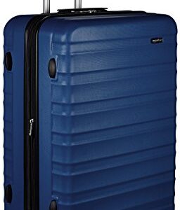 Amazon Basics Erweiterbarer Hartschalenkoffer - ABS-Reisegepäck mit 4 Spinner-Doppelrollen - Kratzfeste und leichte Konstruktion - 45,1cm x 28,6cm x 68,0cm - Marineblau