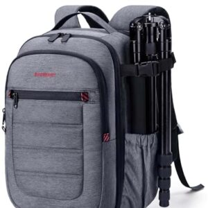 Bagsmart Kamerarucksack Spiegelreflex Kameratasche für Fotografen, Wasserdichter Fotografie Reiserucksack mit 15.6 Zoll Laptopfach, schwarz